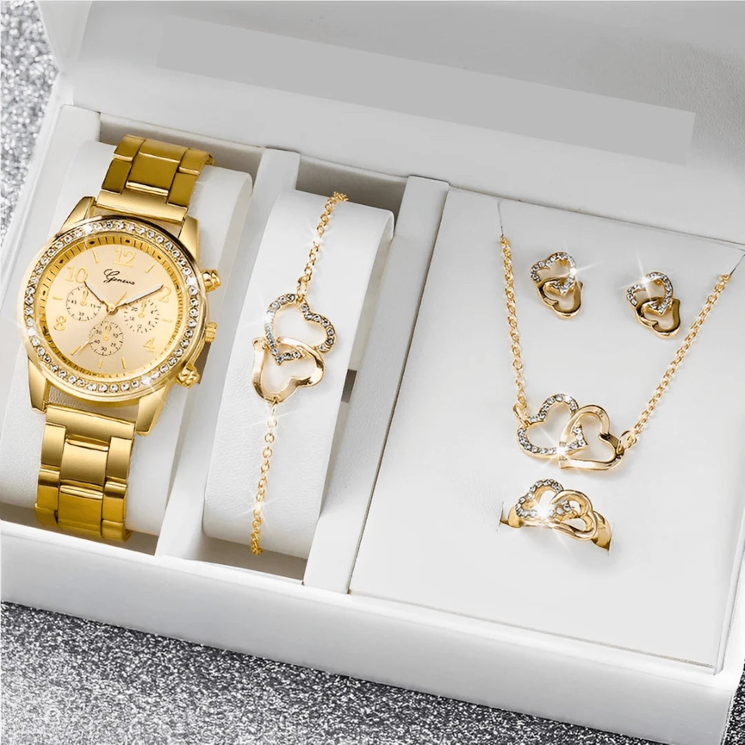Relógio Feminino Encanto - Compre 1, Leve 4 [Brinde Colar, Pulseira, Anel, brincos]