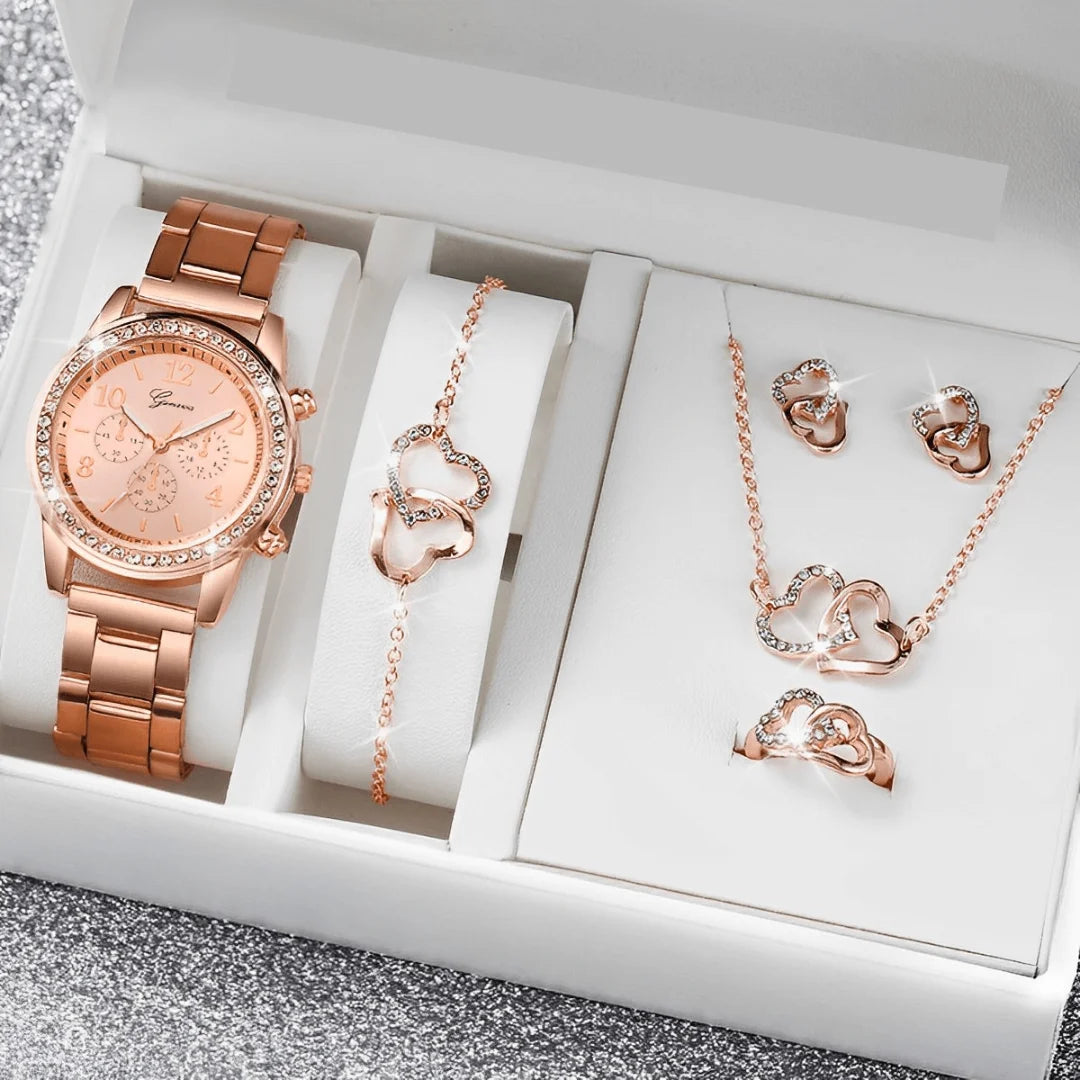 Relógio Feminino Encanto - Compre 1, Leve 4 [Brinde Colar, Pulseira, Anel, brincos]