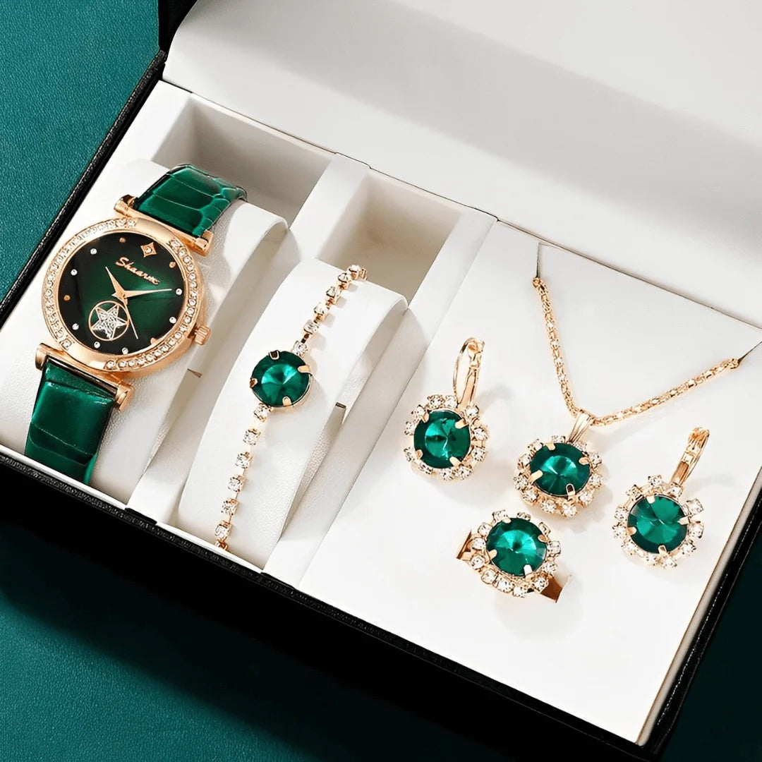 Relógio Feminino Rubi Real - Compre 1, Leve 4 [Brinde Pulseira, Colar, Anel, Brincos]